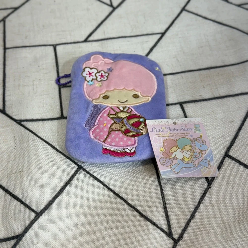 Sanrio Little Twin Stars Pouch OS Purple Kimono Lala Plush Zipper Coin Purse NWT
